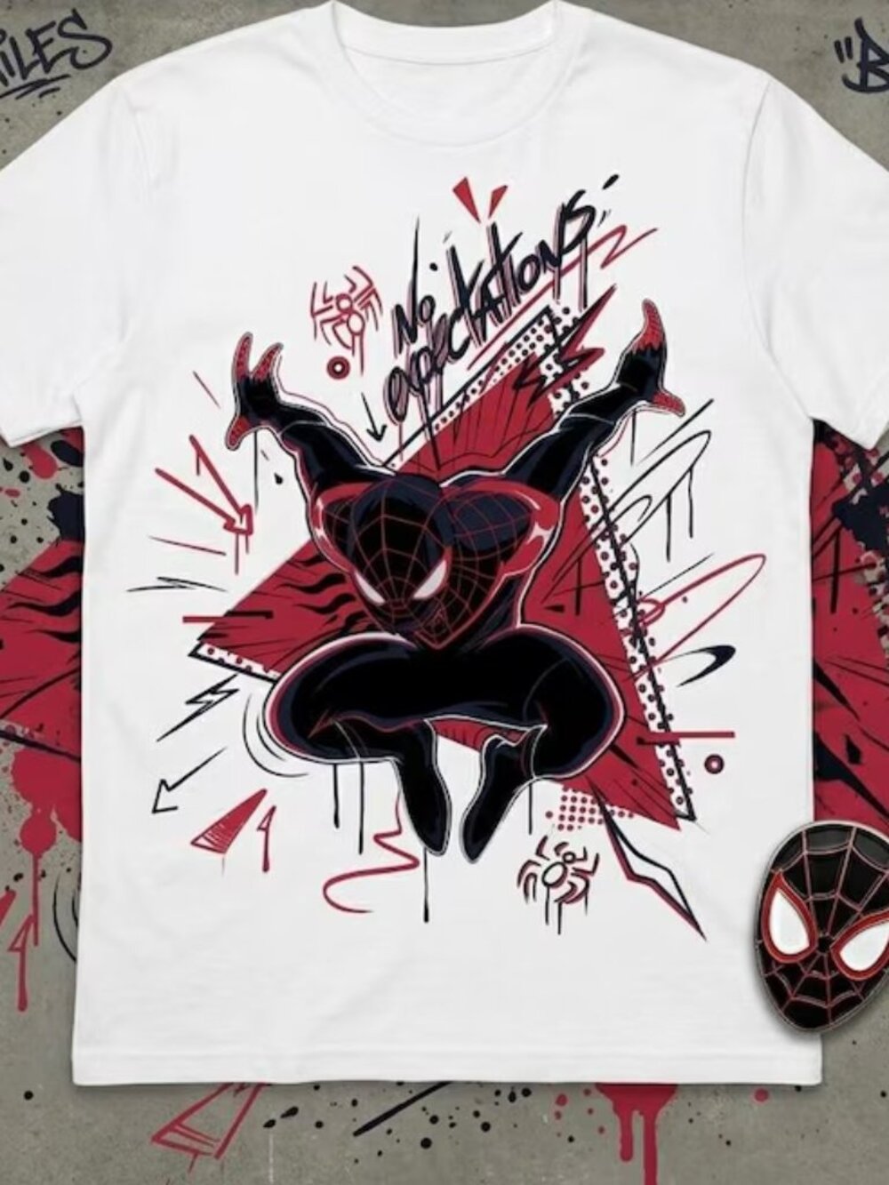 Edgy Superhero Streetwear Tee, Spider Graffiti Art Shirt